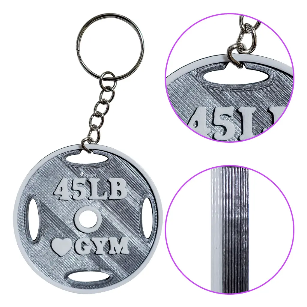 Llavero Tipo Disco Gym Pesas Regalo Fitness Impremli (Gris)