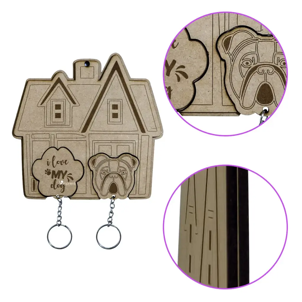 Portallaves Razas de Perro MDF (Bulldog)