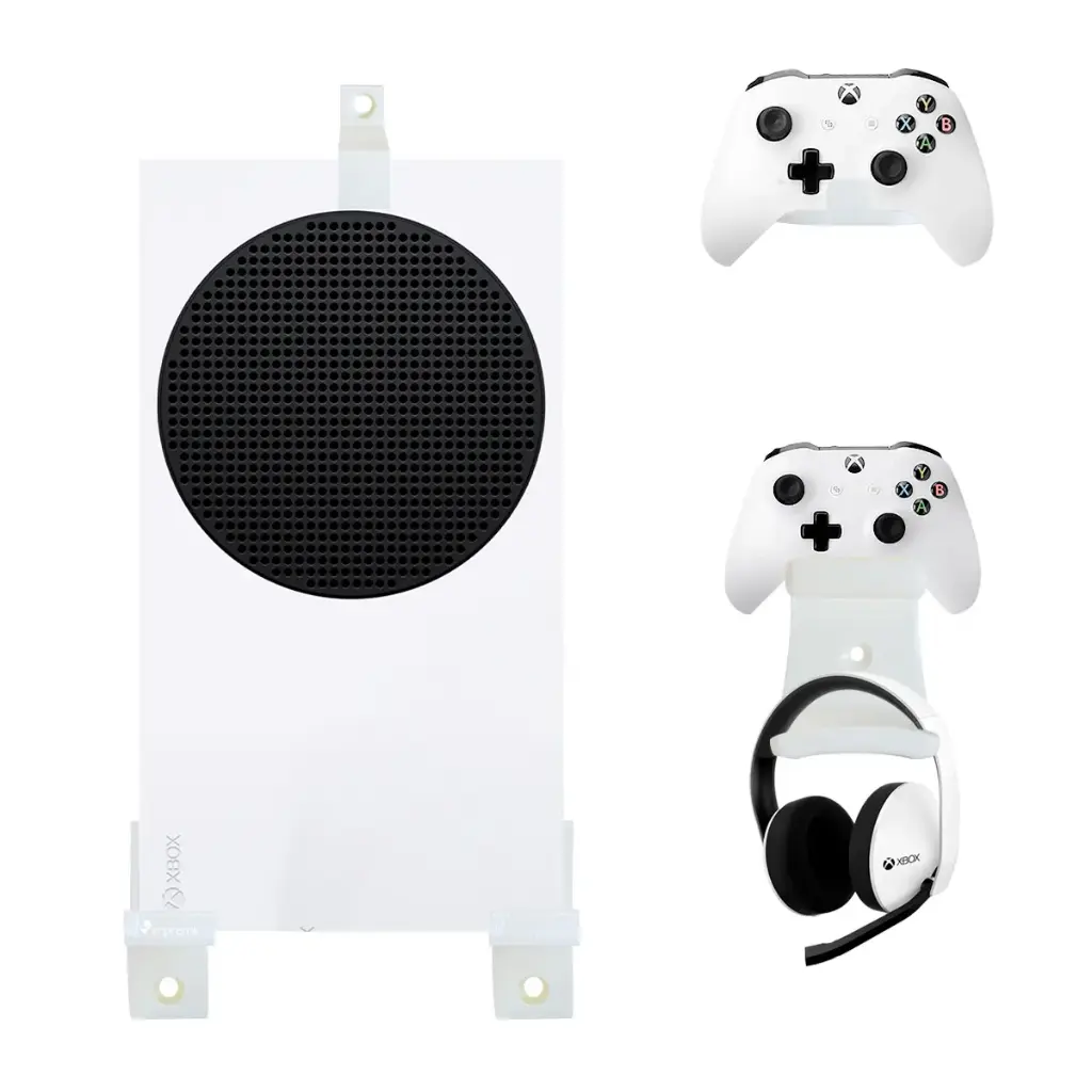 Kit Soporte Consola Xbox Series S + 2 Base Control y Audífonos (Blanco)