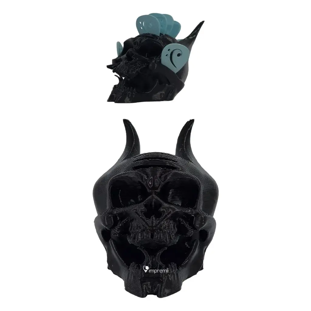 Porta Plumillas de Guitarra Tipo Cráneo Demonio Impremli (Negro)