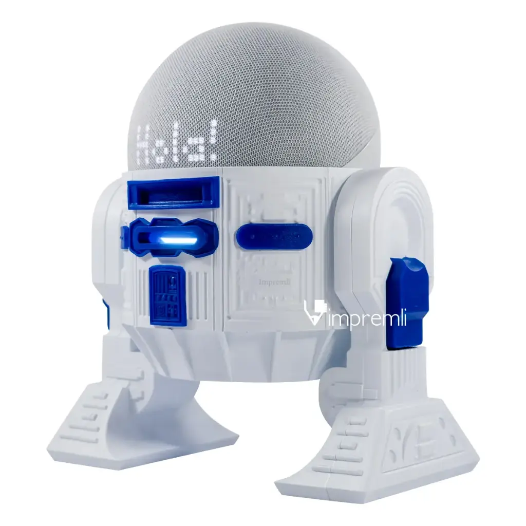 Base Tipo Androide R2D2 Impremli Para Alexa Echo Dot 3/4/5G (Blanco)