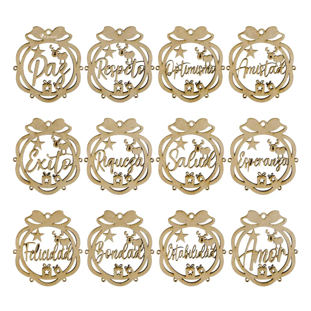 Kit 12 Esfera navideñas MDF