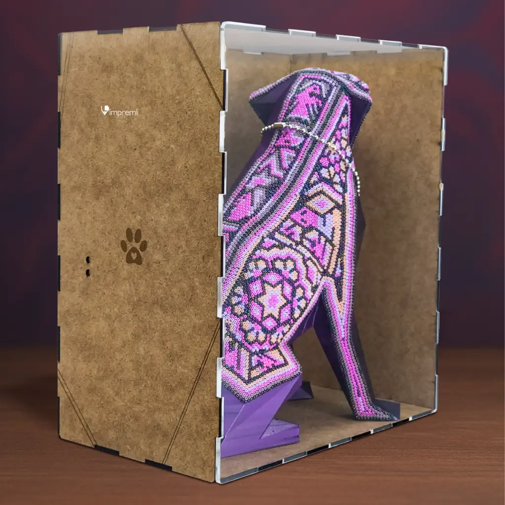 Urna Funeraria para Cenizas de Cremación Mascota arte huichol “Aurora Huichol”