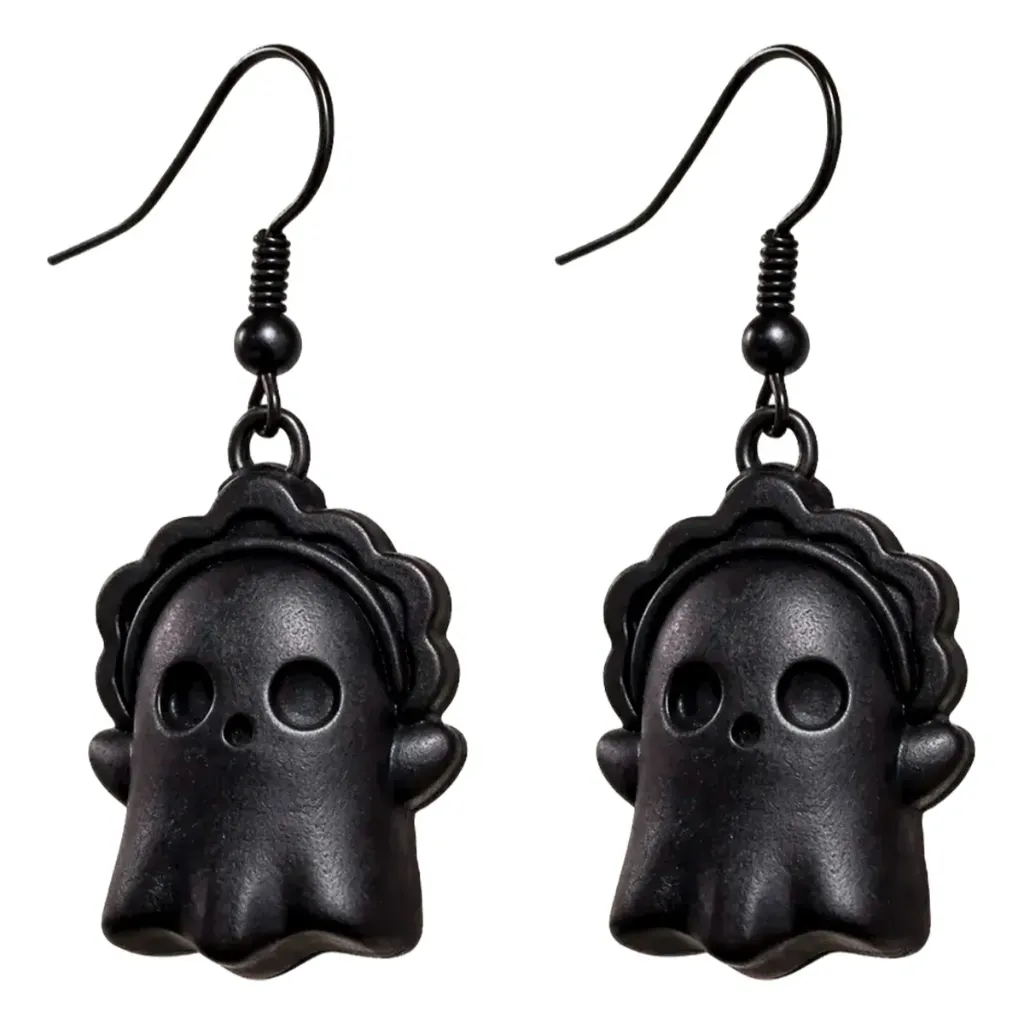 Aretes Tipo Kawaii Negro Mate Minimalista Gótico (BooAura)