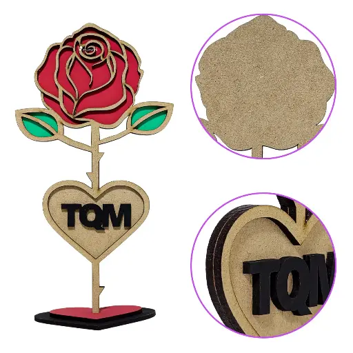 Rosa de Madera Pintada a Mano Regalo, Recuerdo Impremli